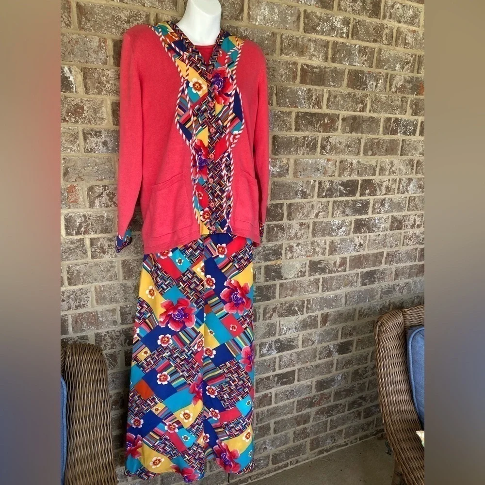 Koos of Course 3 piece outfit Vintage skirt cardigan tee shirt Small Medium - Picture 3 of 16